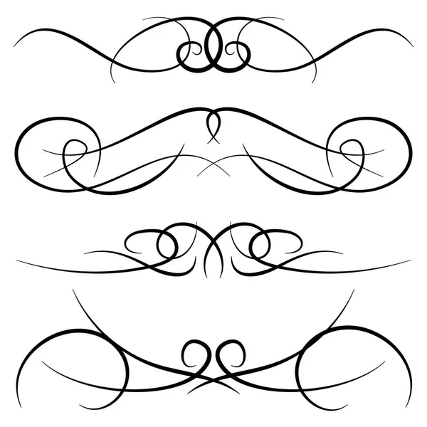 빈티지 장식 컬, 소용돌이, 짜 맞춘 글자와 붓글씨 국경의 세트 — 스톡 벡터