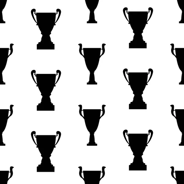 우승자 트로피 컵 완벽 한 패턴입니다. 검은 간단한 실루엣 텍스처 — 스톡 벡터