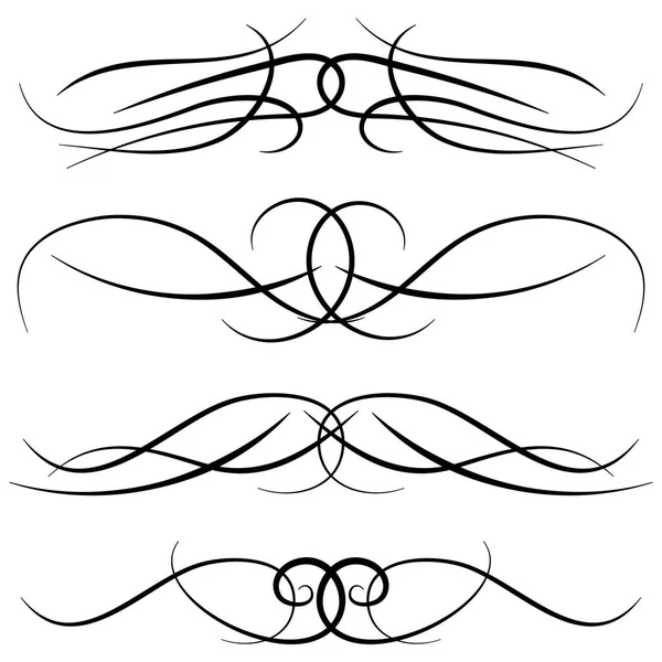 빈티지 장식 컬, 소용돌이, 짜 맞춘 글자와 붓글씨 국경의 세트 — 스톡 벡터