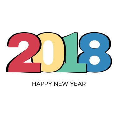 Mutlu yeni yıl 2018 etiket renkli konfeti ile