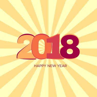 Mutlu yeni yıl 2018 etiket Sarı zemin üzerine.