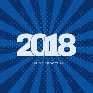 Mutlu yeni yıl 2018 etiket üzerindeki mavi arka plan