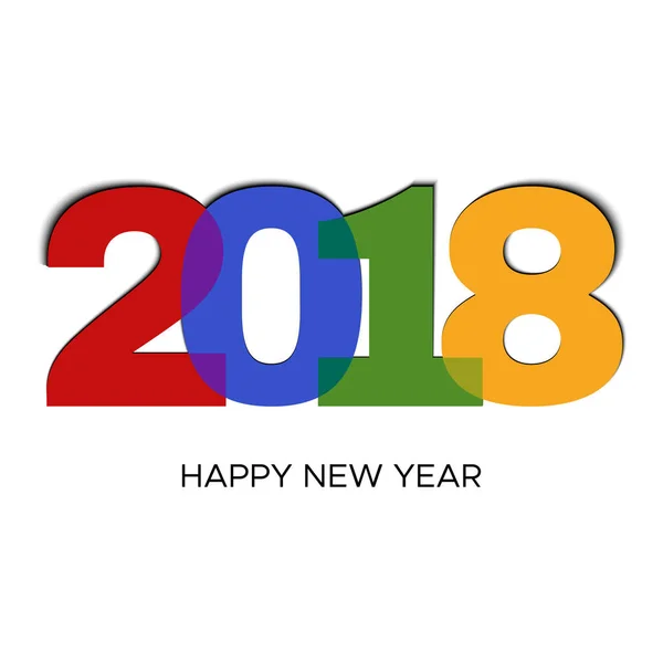 Happy New Year 2018 colorful label on white background — Stock Vector