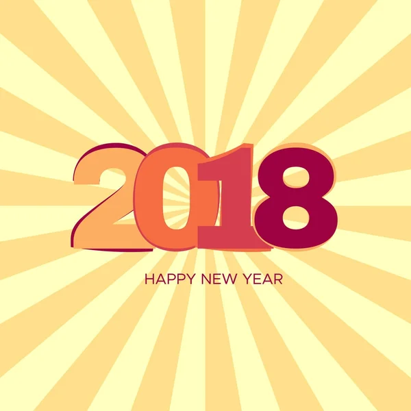 Happy New Year 2018 label on yellow background. — Stock Vector