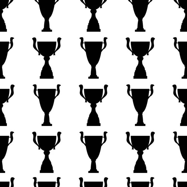 Νικητής Κύπελλο τρόπαιο χωρίς ραφή πρότυπο. Μαύρο απλή σιλουέτα textur — Διανυσματικό Αρχείο