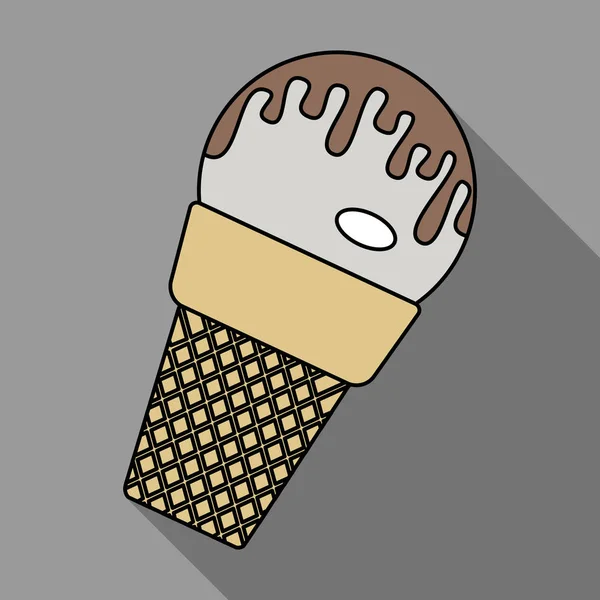 Vektoros illusztráció lapos stílusú waffle kehelyben fagylalt — Stock Vector