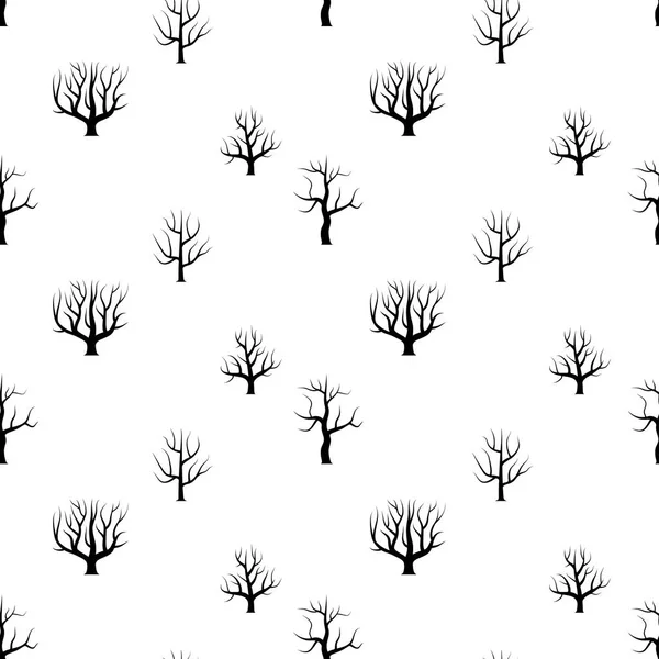 Sömlös svart och böjda träd utan lämnar bakgrunder — Stock vektor