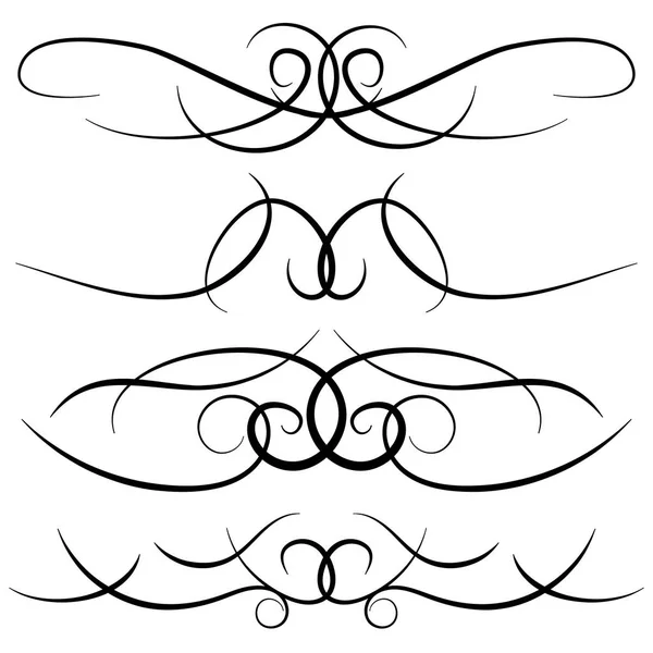 빈티지 장식 컬, 소용돌이, 짜 맞춘 글자와 붓글씨 국경의 세트 — 스톡 벡터
