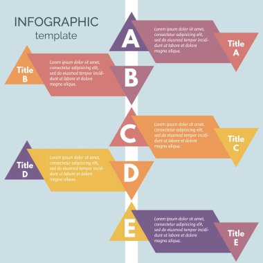 Beş adım Infographic tasarım öğeleri. Adım adım Infographic tasarım şablonu