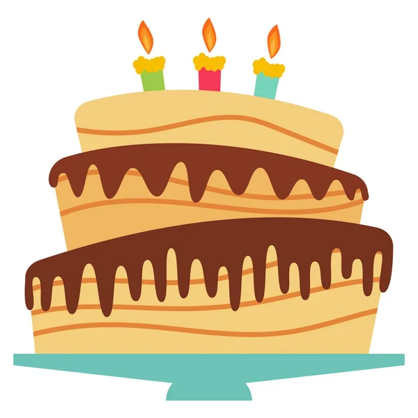 Słodki tort z trzy świece — Wektor stockowy