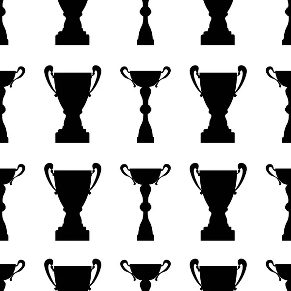 우승자 트로피 컵 완벽 한 패턴입니다. 검은 간단한 실루엣 텍스처 — 스톡 벡터