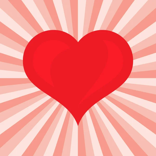 大きな赤いハート。バレンタインの日のロマンチックな愛のシンボル. — ストックベクタ