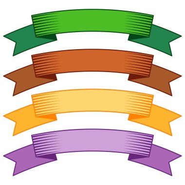 Dört çok renkli kurdeleler ve afiş web tasarımı için