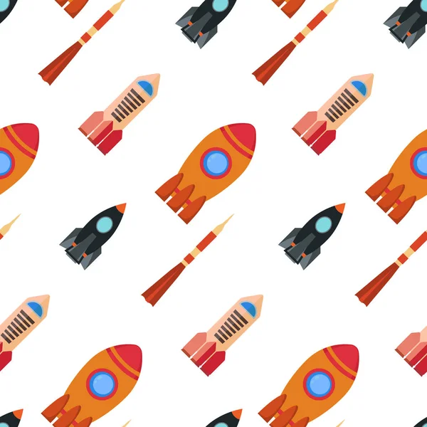 stock vector Seamless pattern with space rocket