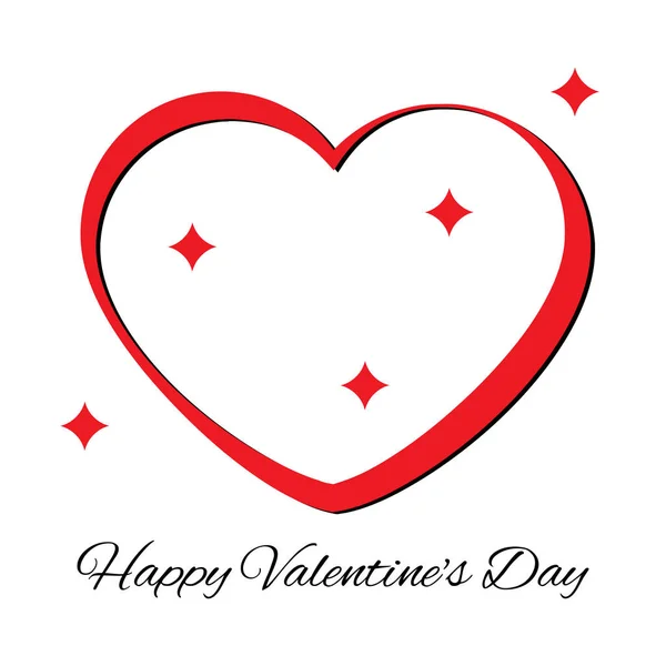 검은 그림자와 함께 레드 심장입니다. 발렌타인 데이의 낭만적인 사랑 상징. — 스톡 벡터