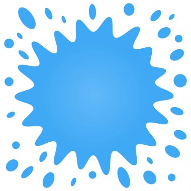 Beyaz bir arka plan üzerinde küçük su sıçramalarına dolu büyük mavi splash.