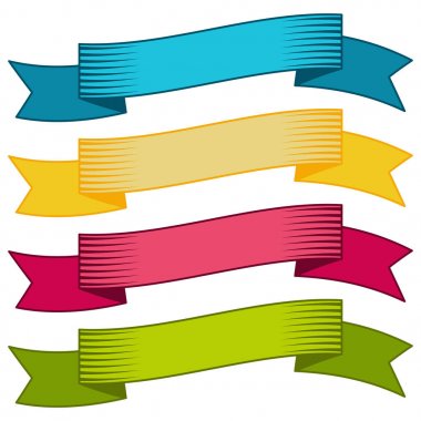 Dört çok renkli kurdeleler ve afiş web tasarımı için