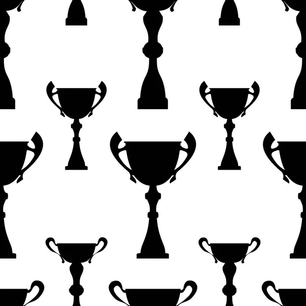 Νικητής Κύπελλο τρόπαιο χωρίς ραφή πρότυπο. Μαύρο απλή σιλουέτα υφή. — Διανυσματικό Αρχείο