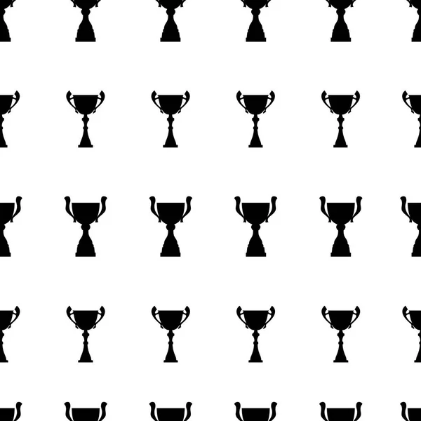 Winnaar trofee cup naadloze patroon. Zwarte eenvoudige silhouet textuur. — Stockvector