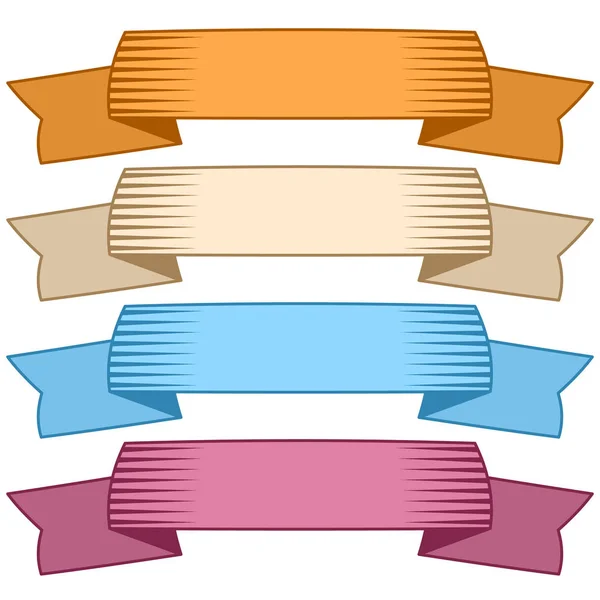 Set aus vier mehrfarbigen Bändern und Bannern für Webdesign. — Stockvektor