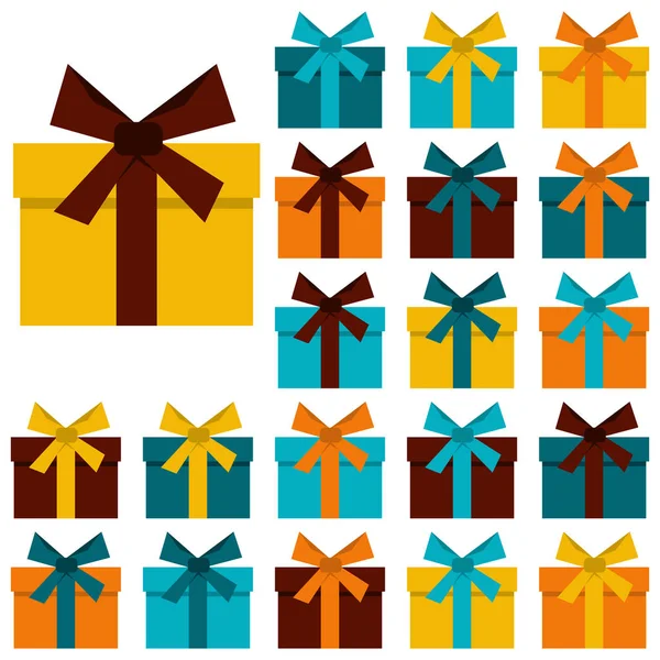 Колекція двадцяти різнокольорових подарункових коробок . — стоковий вектор