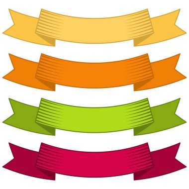 Dört çok renkli kurdeleler ve afiş web tasarımı için. 