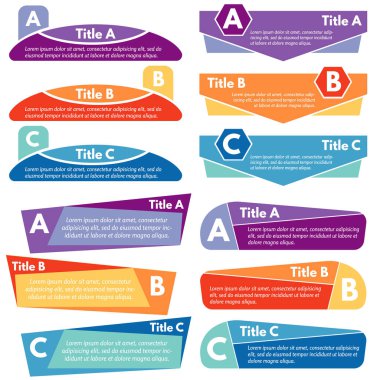 Üç Infographic tasarım unsurları dört setleri