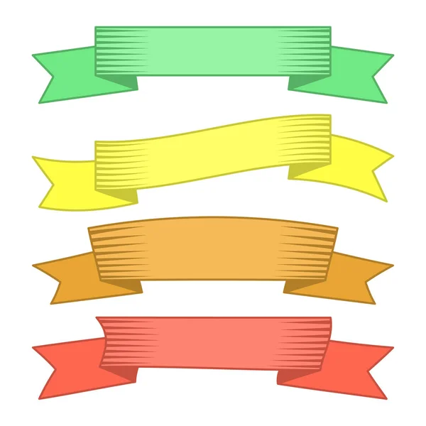 Σύνολο τέσσερις πολύχρωμη κορδέλες και πανό για το σχεδιασμό ιστοσελίδων. — Διανυσματικό Αρχείο