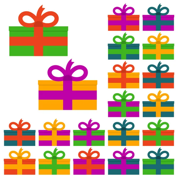 Collection of twenty multi colored gift boxes — Stock Vector