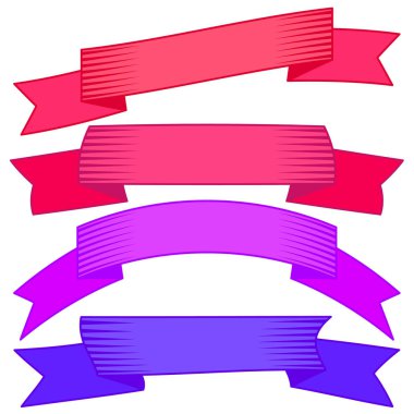 Dört çok renkli kurdeleler ve afiş web tasarımı için