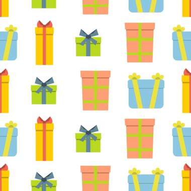 Noel semless desen beyaz arka plan üzerinde hediye kutusu ile