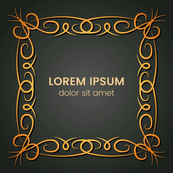 Karanlık bir arka plan üzerine bir kare altın monogram öğesi.