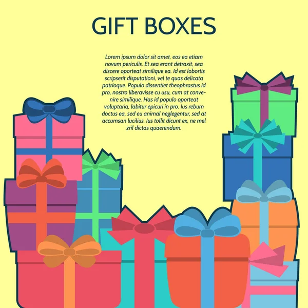 Fondo con cajas de regalo de colores — Vector de stock