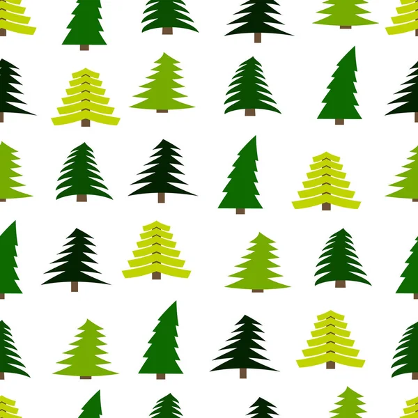 Seamless pattern with spruces on white background. — Stock Vector