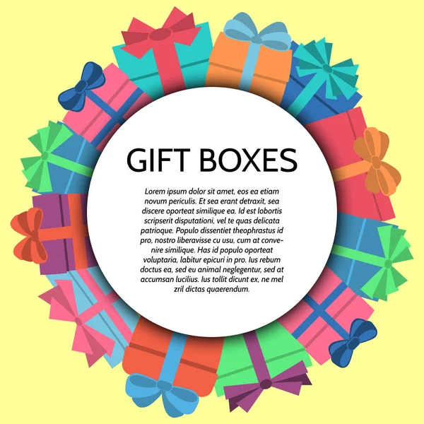 Arka plan ile bir renkli hediye kutuları — Stok Vektör