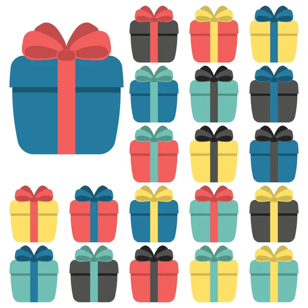 Collection of twenty multi colored gift boxes — Stock Vector