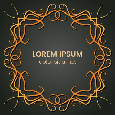 Karanlık bir arka plan üzerine bir kare altın monogram öğesi.