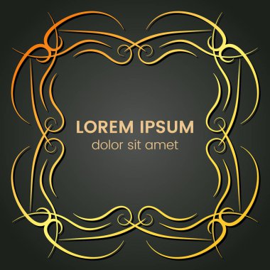 Karanlık bir arka plan üzerine bir kare altın monogram öğesi