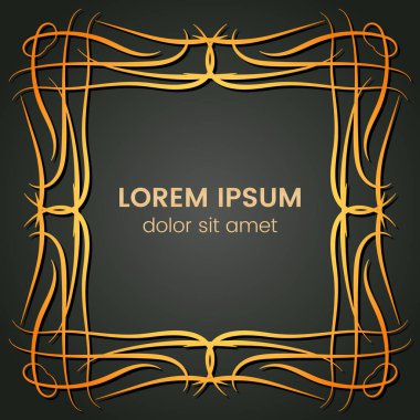 Karanlık bir arka plan üzerine bir kare altın monogram öğesi.