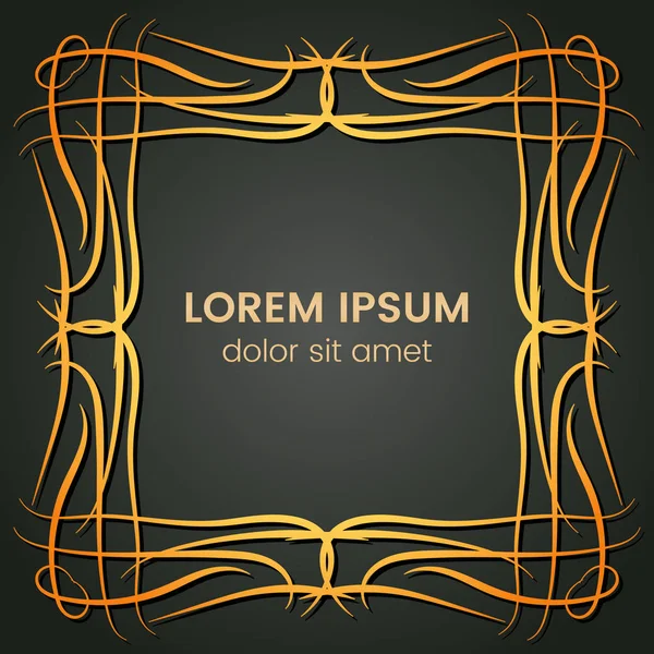 Karanlık bir arka plan üzerine bir kare altın monogram öğesi.