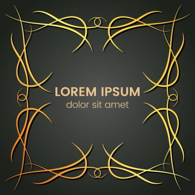 Karanlık bir arka plan üzerine bir kare altın monogram öğesi.