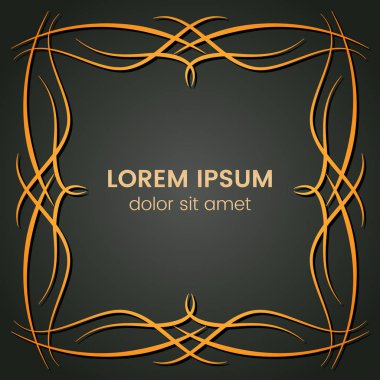 Karanlık bir arka plan üzerine bir kare altın monogram öğesi