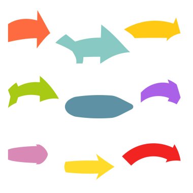 Dokuz tane çeşitli okları çok renkli ayarla