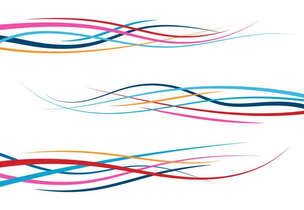 Ensemble de lignes courbes de couleurs abstraites. Élément de design Wave — Image vectorielle