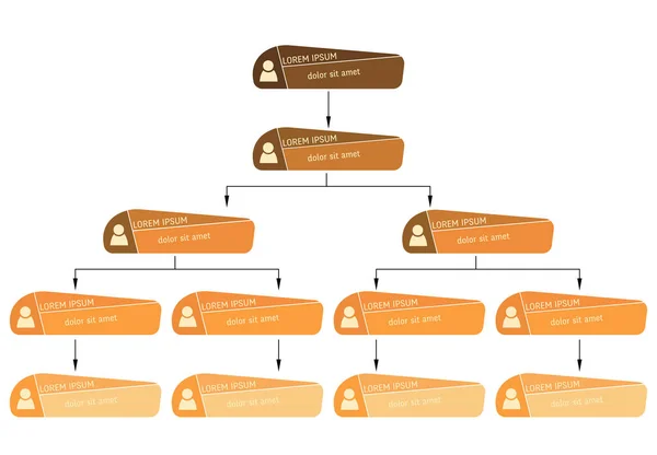Оранжевая концепция бизнес-структуры, схема корпоративной организации с людьми — стоковый вектор