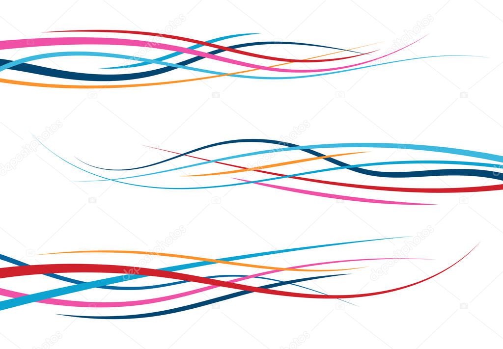 Set of abstract color  curved lines. Wave design element