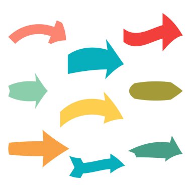 Dokuz tane çeşitli okları çok renkli ayarla