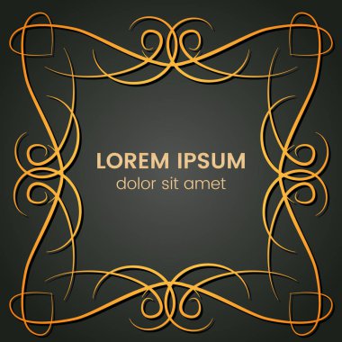 Karanlık bir arka plan üzerine bir kare altın monogram öğesi