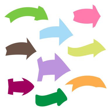 Dokuz tane çeşitli okları çok renkli ayarla