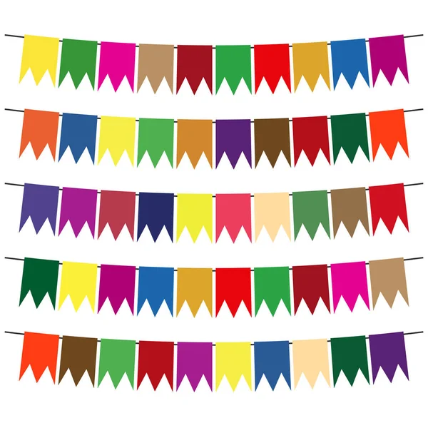 Renkli bayraklar ve kiraz kuşu çelenk dekorasyon için — Stok Vektör
